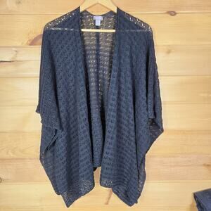 Chicos Open Front Knit Cardigan Oversized Cover Up Linen Blend Womens No Size